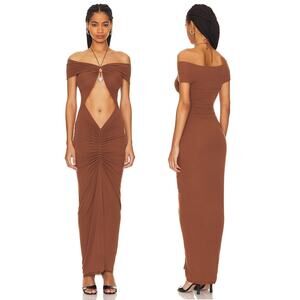 MANURI Eleni Maxi Dress Ruched Cutout Vacation Party Sexy Evening Stretchy M